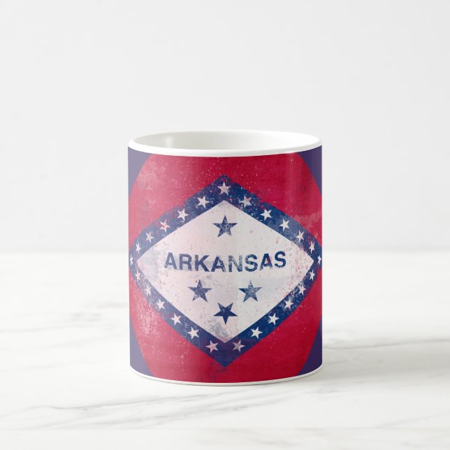 Distressed Arkansas Flag Diamond Coffee Mug (Center)