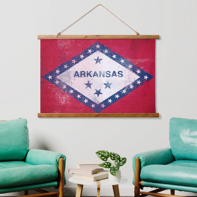 Distressed Arkansas Flag  Hanging Tapestry (Living Room)
