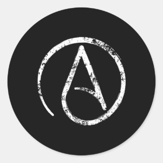 Distressed Atheism Atheist Symbol Huist Secular Classic Round Sticker
