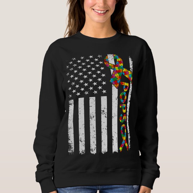 Distressed Autism Pops American Flag Family Matchi Sweatshirt (Front)
