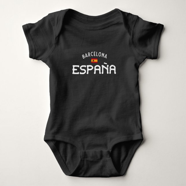 Distressed Barcelona Spain (España) Baby Bodysuit (Front)