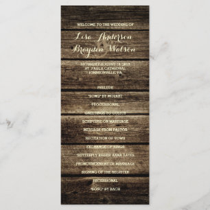Distressed Barn Wood Rustic Wedding Program