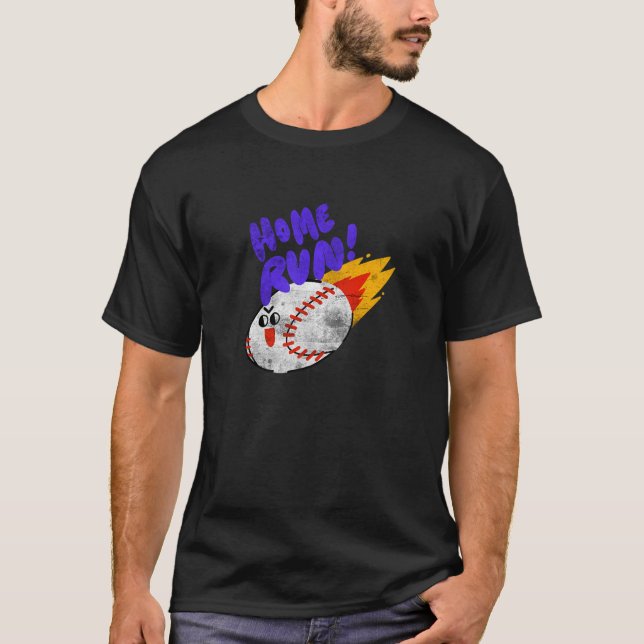 Distressed Baseball Home Run Sports Player Coaches T-Shirt (Front)
