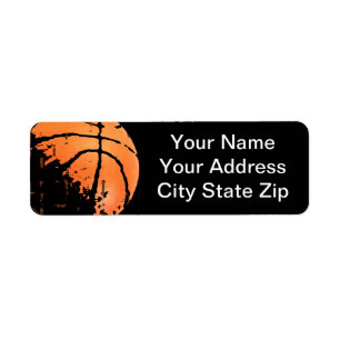 Distressed Basketball White/Black Address Labels