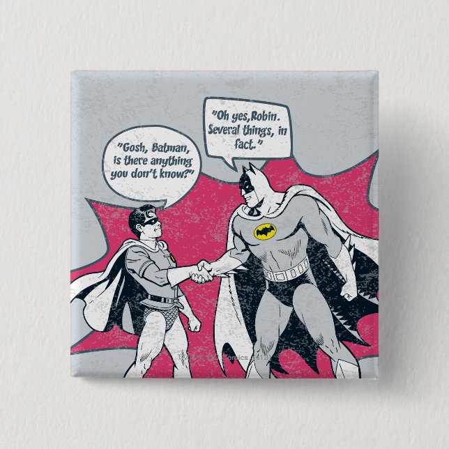 Distressed Batman And Robin Handshake 15 Cm Square Badge (Front)