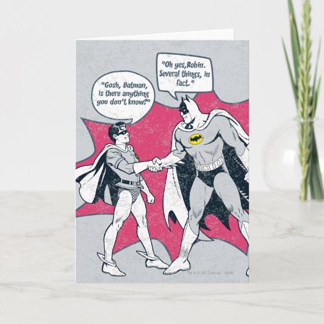 Distressed Batman And Robin Handshake Card (Front)