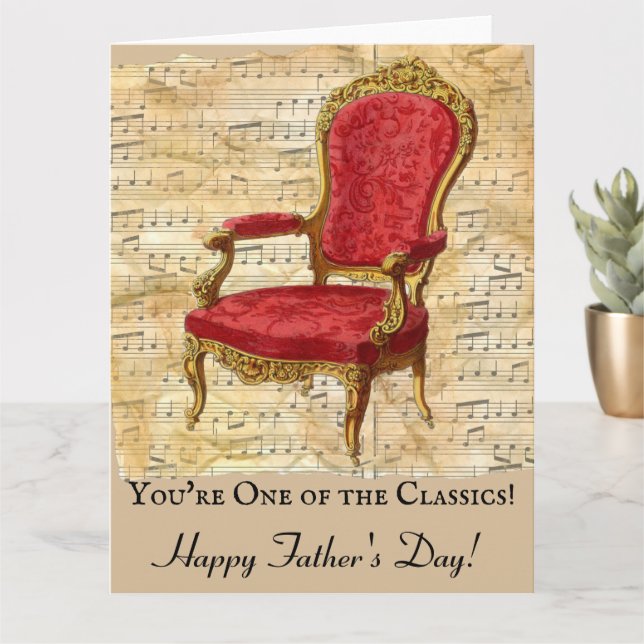 Distressed Beige Sheet Music Classic Fathers Day Card (Small Plant)