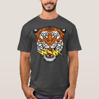 Distressed Bengal Tiger Head Lightning Bolt Wildli T-Shirt