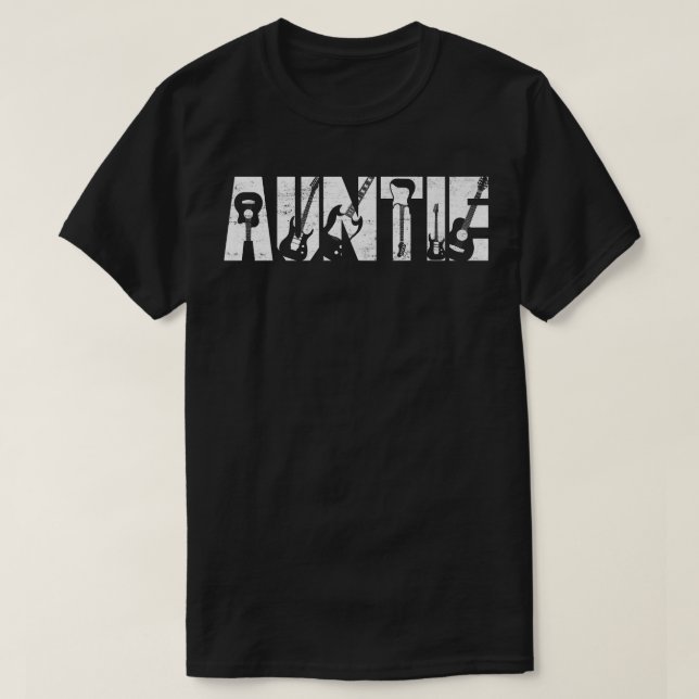 Distressed Best Auntie Ever Guitar Lover Guitarist T-Shirt (Design Front)