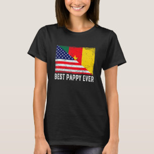 Distressed Best Pappy Ever American Cameroon Flag T-Shirt