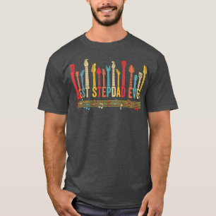 Distressed Best Stepdad Ever Daddy Guitar Fathers T-Shirt