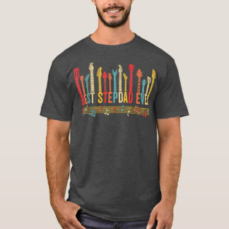 Distressed Best Stepdad Ever Daddy Guitar Fathers  T-Shirt