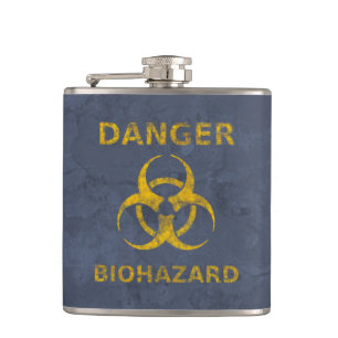 Distressed Biohazard Warning Hip Flask