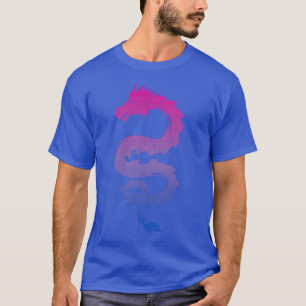 Distressed Biseual Japanese Dragon Bi Pride Flag C T-Shirt