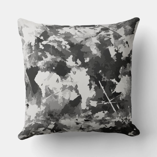 Distressed Black and White  Cushion (Back)
