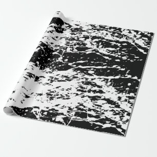 Distressed Black and White Distressed Paint Wrapping Paper