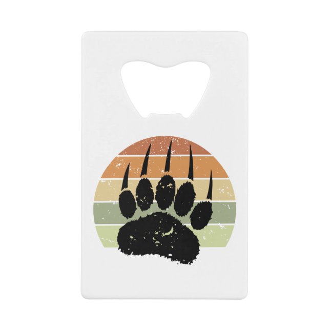 Distressed Black Bear Paw Print Retro Sunset (Front)