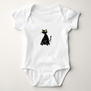 Distressed Black Fat Cat Baby Bodysuit