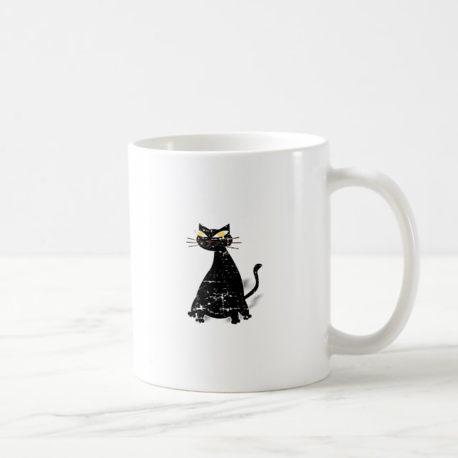 Distressed Black Fat Cat Coffee Mug (Right)