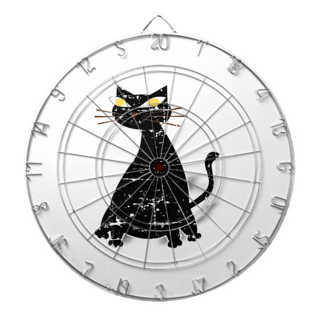 Distressed Black Fat Cat Dartboard (Front)