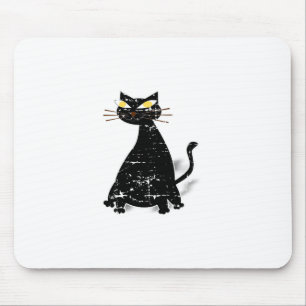 Distressed Black Fat Cat Mouse Pad