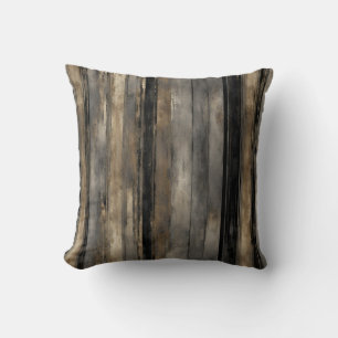 Distressed Black Gold and Grey Stripe Cushion