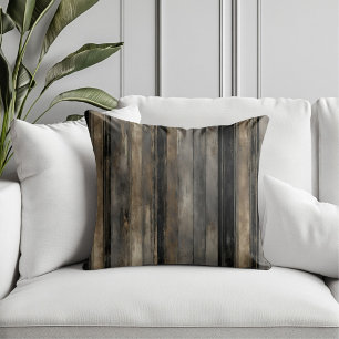 Distressed Black Gold and Grey Stripe Cushion