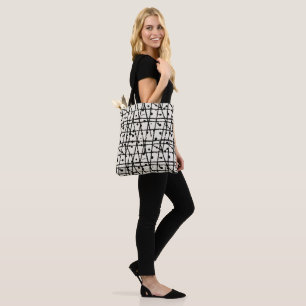 Distressed Black Lines and Dots on Cream Pattern Tote Bag