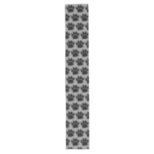Distressed Black Paint Splatter Dog Paw Print Long Table Runner
