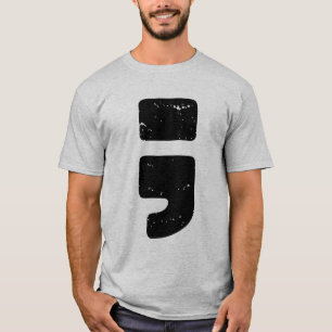 Distressed Black Punctuation Symbol Semicolon T-Shirt