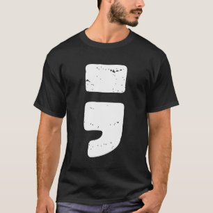 Distressed Black Punctuation Symbol Semicolon T-Shirt