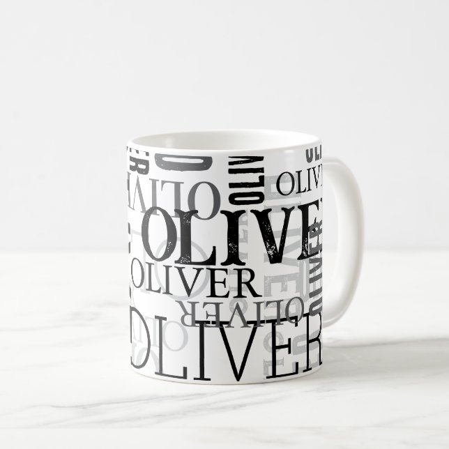 Distressed Black Typography Cool Modern Coffee Mug (Front Right)