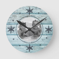 Distressed Blue Beach Wood Starfish Photo