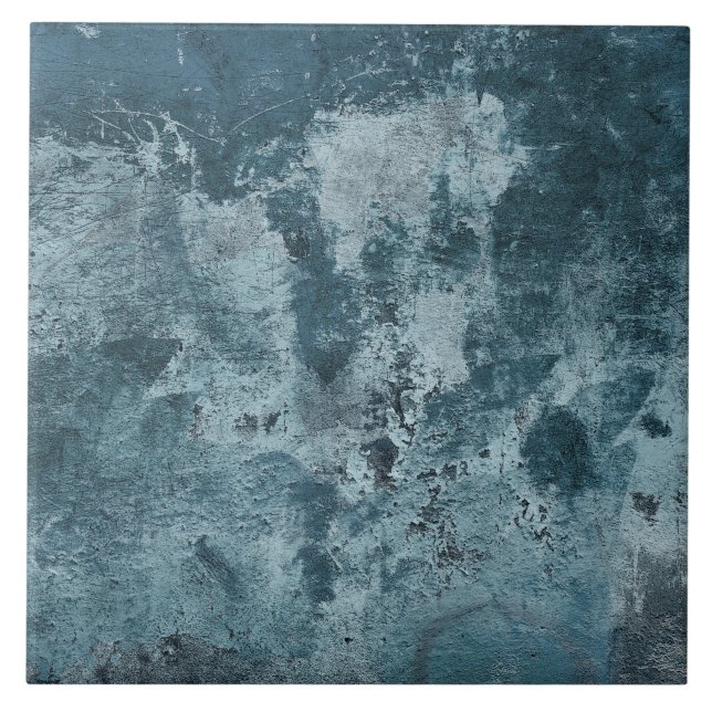 distressed blue cement ceramic tile (Front)