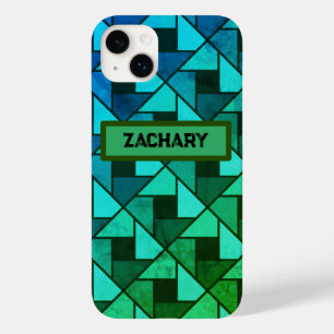 Distressed Blue Green Geometric  Case-Mate iPhone 14 Plus Case