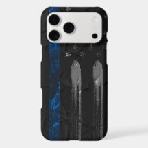 Distressed Blue Line Flag iPhone Case