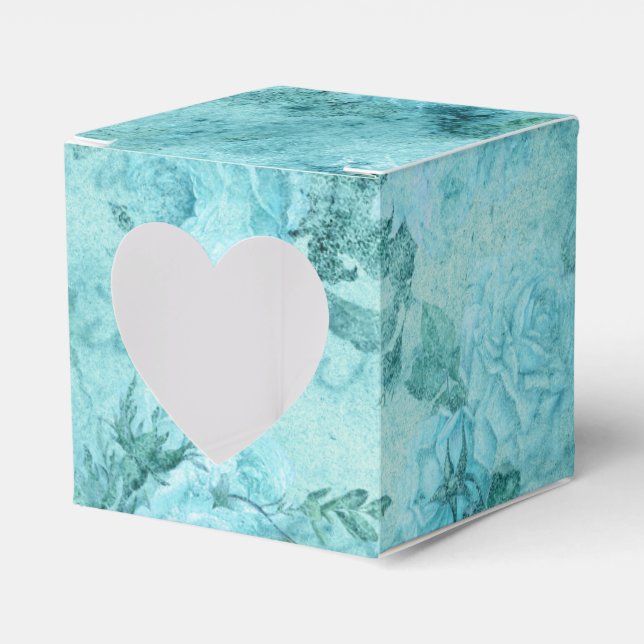 Distressed Blue Roses Collage  Favour Box (Front Side)