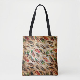 Distressed Boho Feathers Pattern  Tote Bag