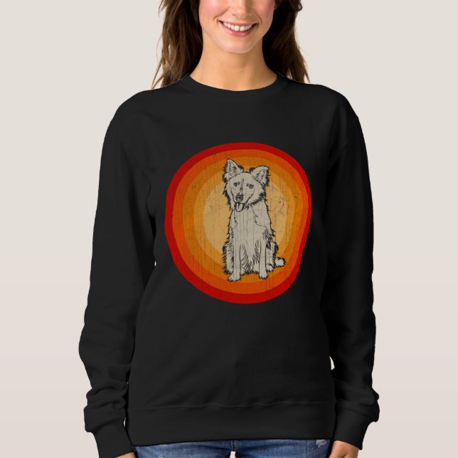Distressed Border Collie Dog  Retro Style Sweatshirt (Front)