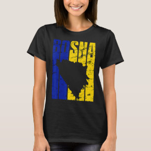 Distressed Bosna Silhouette Vintage Bosnia Flag T-Shirt