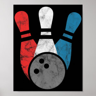 Distressed Bowling For Men Bowling Pins And Ball Poster