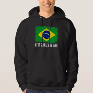 Distressed Brazil Flag Best Single Dad Ever Patrio Hoodie