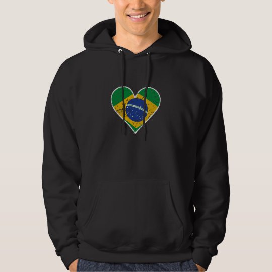 Distressed Brazilian Flag Heart Hoodie