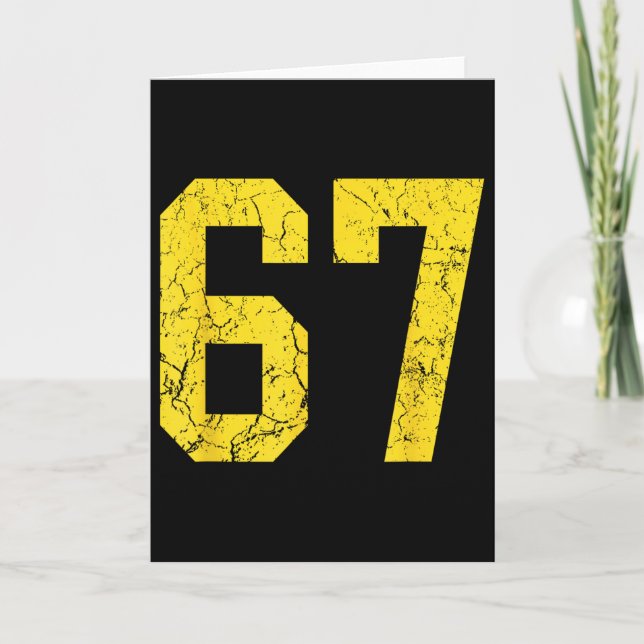 Distressed Bright Gold Number 67 Jersey Player Uni Card (Front)
