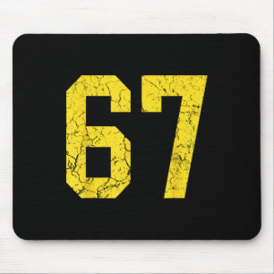 Distressed Bright Gold Number 67 Jersey Player Uni Mouse Pad