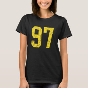 Distressed Bright Gold Number 97 Jersey Player Uni T-Shirt