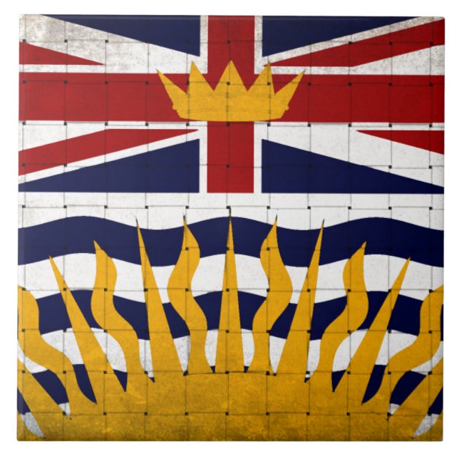 Distressed British Columbia Flag Ceramic Tile (Front)