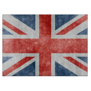 Distressed British Flag Glass Cutting Board