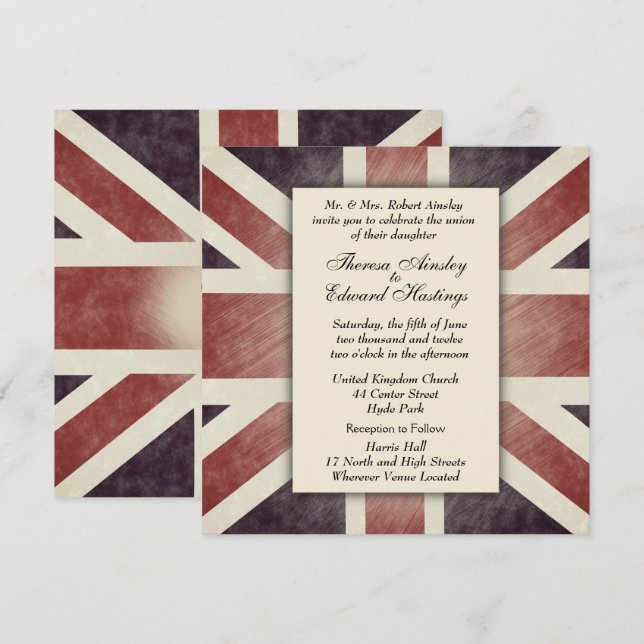 Distressed British  Flag Wedding Invitations (Front/Back)