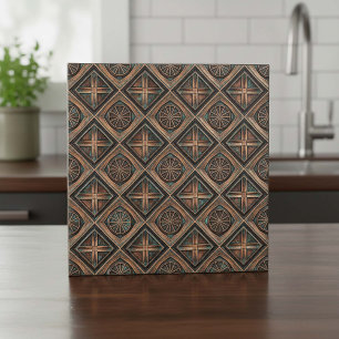 Distressed Bronze & Teal Metal #16 ID1227 Ceramic Tile